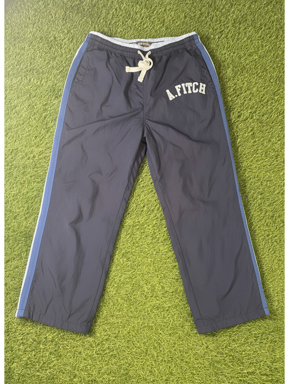 Vintage Abercrombie & Fitch Navy Blue Polyester Track Pants Mens Large